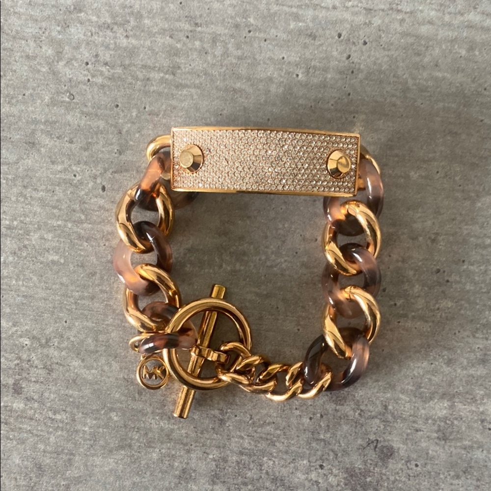Gold and Brown Chain Bracelet